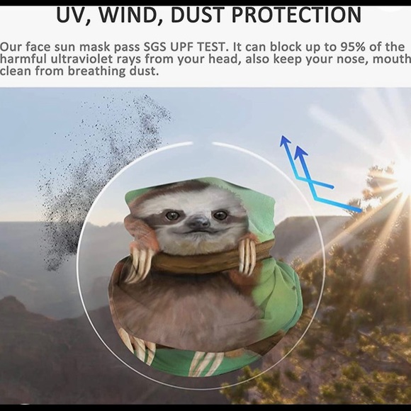 The Cutest Sloth FACE & NECK Covering NEW Adult Colorful - Picture 8 of 8